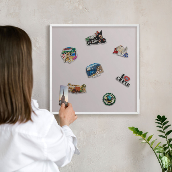 Decorative magnet board with a white frame Ash gray