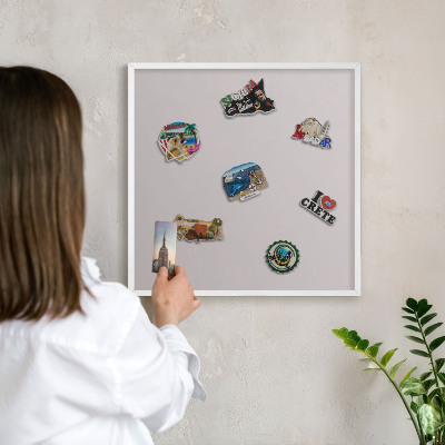 Decorative magnet board with a white frame Ash gray