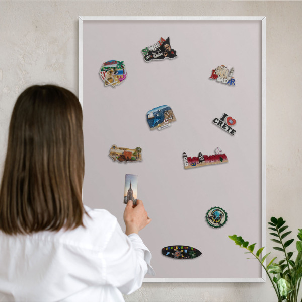 Decorative magnet board with a white frame Ash gray