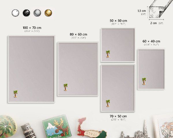 Decorative magnet board with a white frame Ash gray