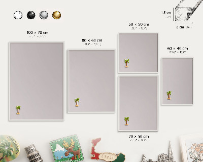 Decorative magnet board with a white frame Ash gray