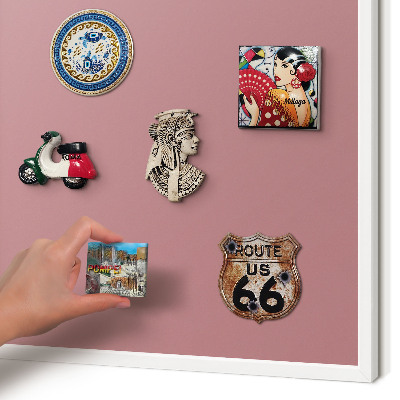 Magnetic board for travel magnets in a white frame Dusty pink