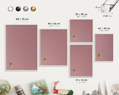 Magnetic board for travel magnets in a white frame Dusty pink