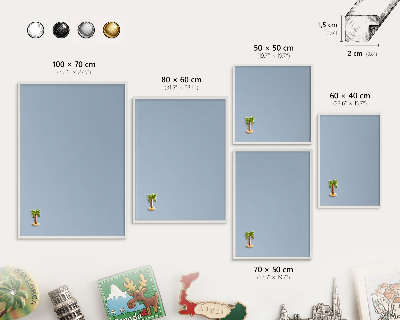 Decorative magnet board with a white frame Pastel blue