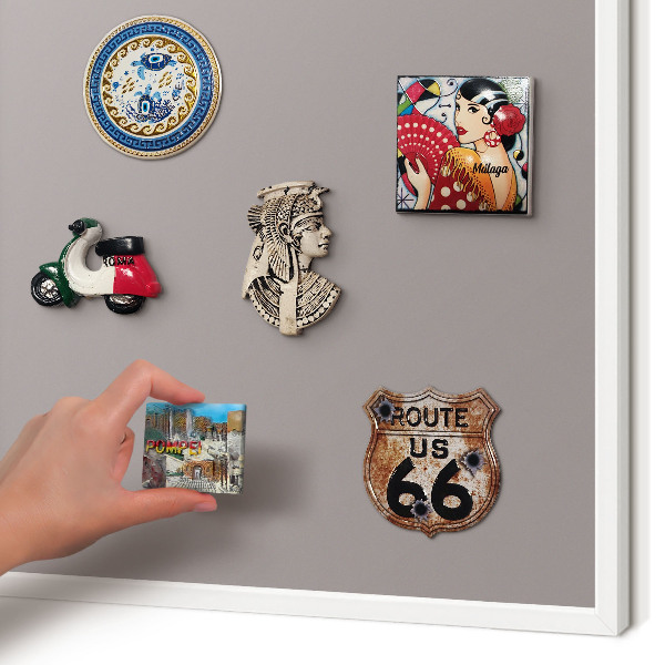 Magnetic board for travel magnets in a white frame Ash gray