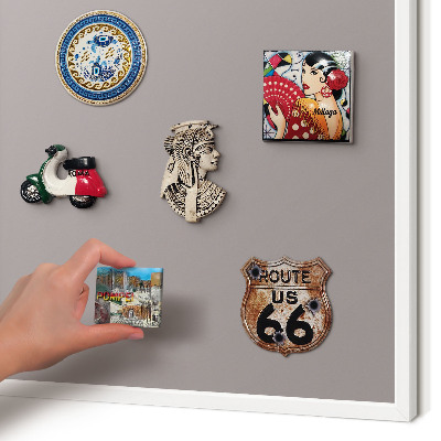 Magnetic board for travel magnets in a white frame Ash gray