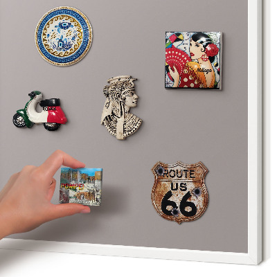 Magnetic board for travel magnets in a white frame Ash gray