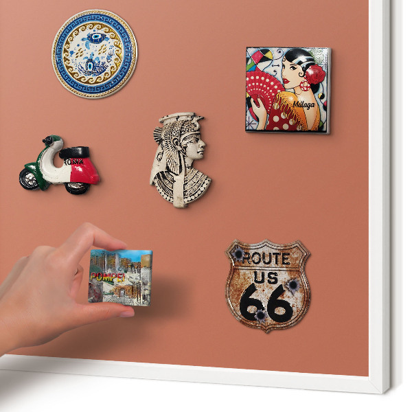 Decorative magnet board with a white frame Brick color