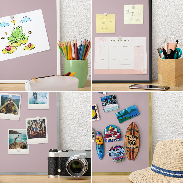 Decorative magnet board with a white frame Pastel lilac
