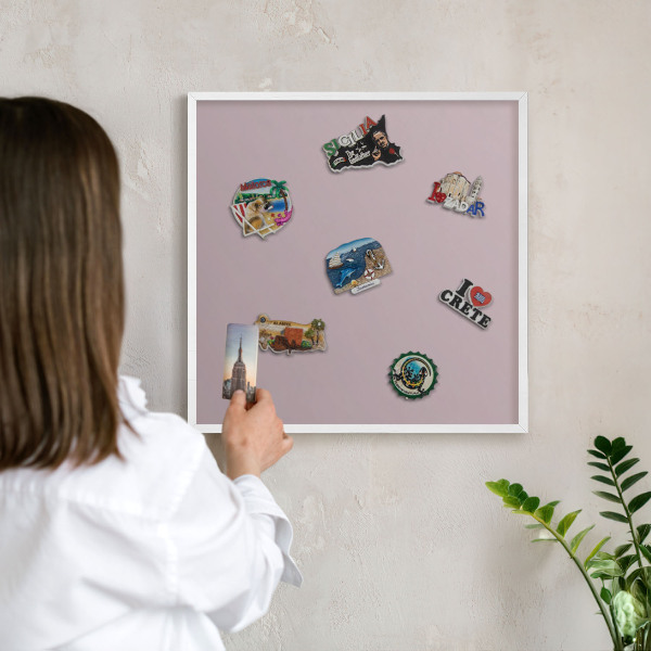 Decorative magnet board with a white frame Pastel lilac