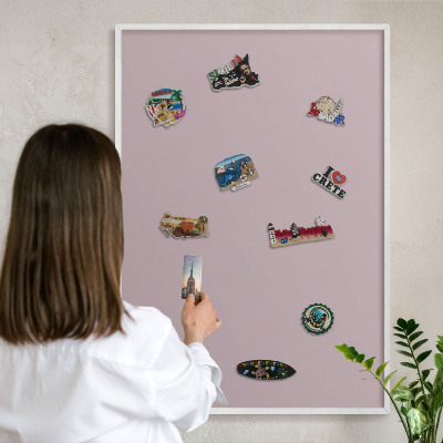 Decorative magnet board with a white frame Pastel lilac
