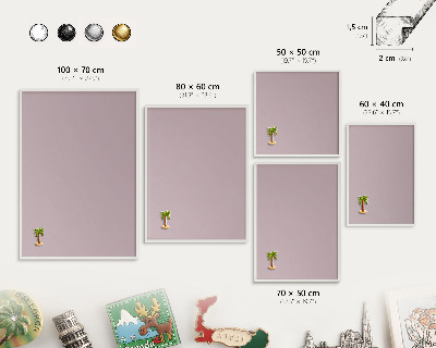 Decorative magnet board with a white frame Pastel lilac