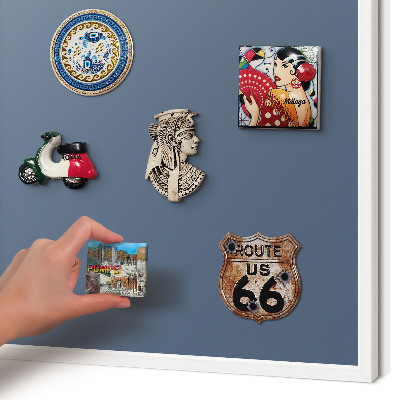 Magnetic board for travel magnets in a white frame Pastel navy blue
