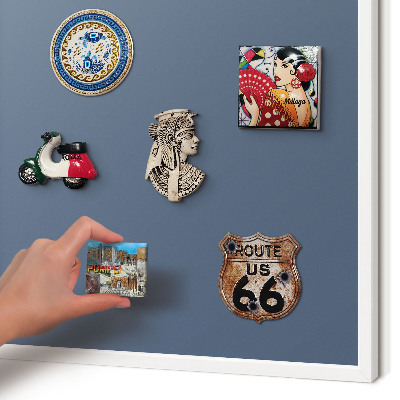 Magnetic board for travel magnets in a white frame Pastel navy blue