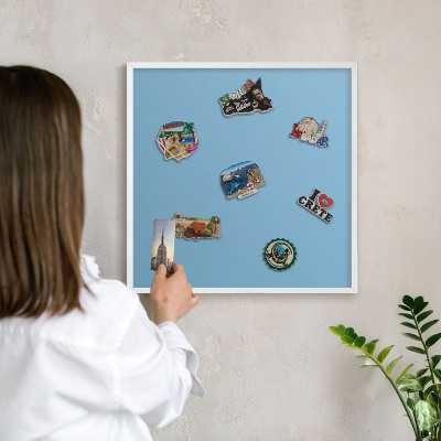 Decorative magnet board with a white frame Blue color