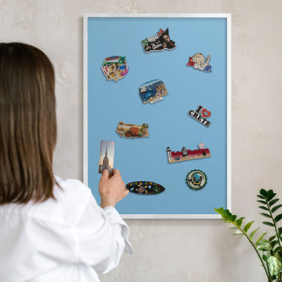 Decorative magnet board with a white frame Blue color