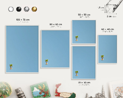 Decorative magnet board with a white frame Blue color