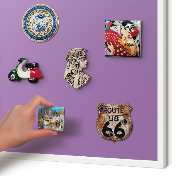 Decorative magnet board with a white frame Violet