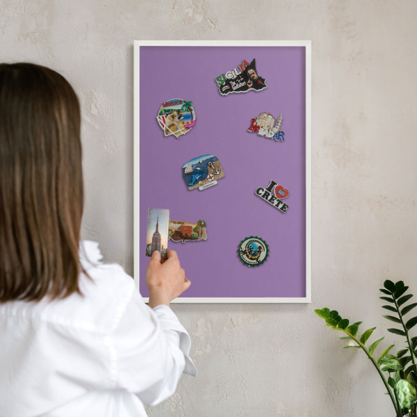 Decorative magnet board with a white frame Violet