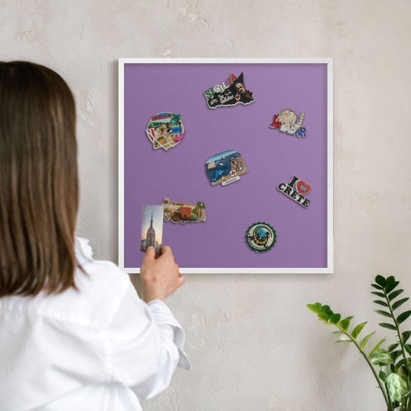 Decorative magnet board with a white frame Violet