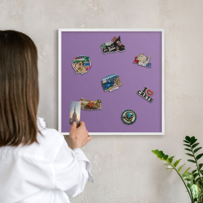 Decorative magnet board with a white frame Violet