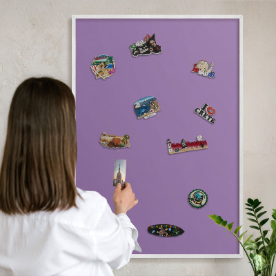 Decorative magnet board with a white frame Violet