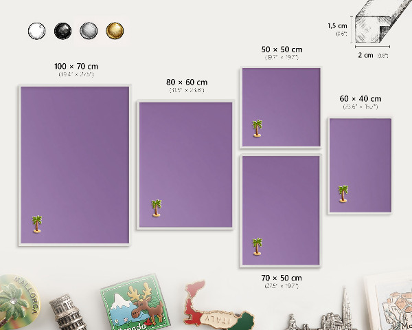 Decorative magnet board with a white frame Violet