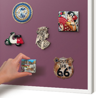 Magnetic board for travel magnets in a white frame Purple color