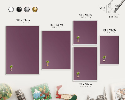 Magnetic board for travel magnets in a white frame Purple color