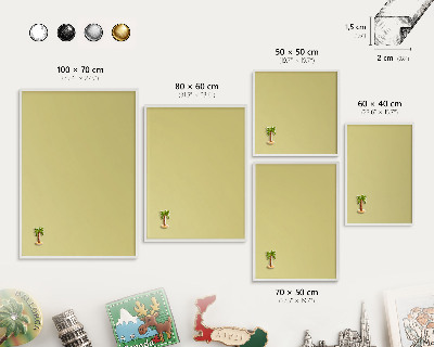 Magnetic board for travel magnets in a white frame Light mustard