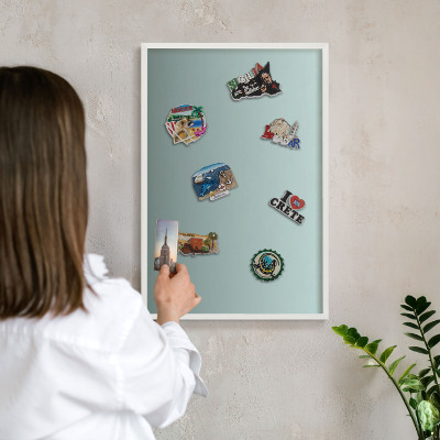Decorative magnet board with a white frame Turquoise gradient