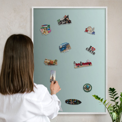 Decorative magnet board with a white frame Turquoise gradient