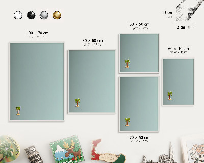 Decorative magnet board with a white frame Turquoise gradient