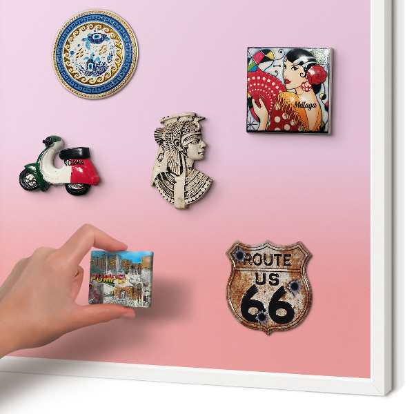 Magnetic board for travel magnets in a white frame Delicate gradient