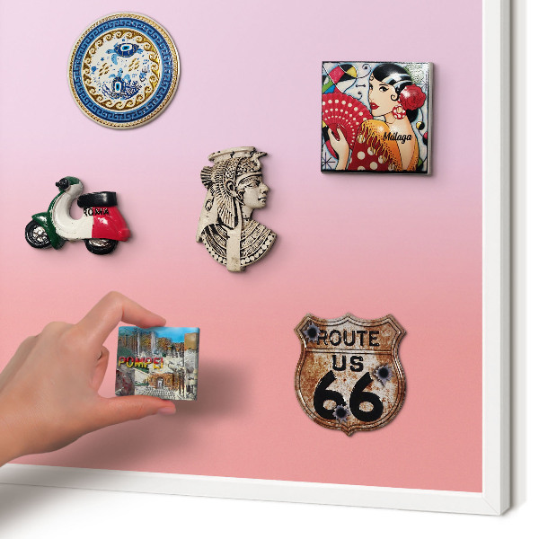 Magnetic board for travel magnets in a white frame Delicate gradient