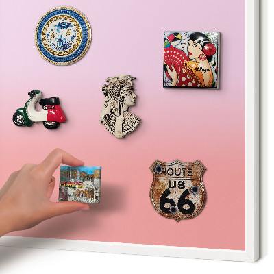 Magnetic board for travel magnets in a white frame Delicate gradient
