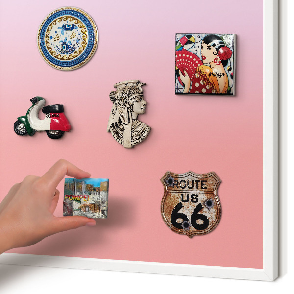 Magnetic board for travel magnets in a white frame Delicate gradient