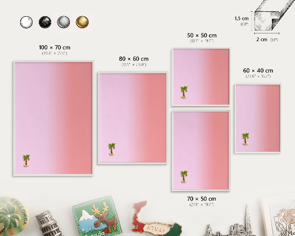 Magnetic board for travel magnets in a white frame Delicate gradient