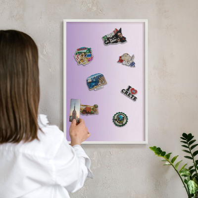 Decorative magnet board with a white frame Subtle gradient