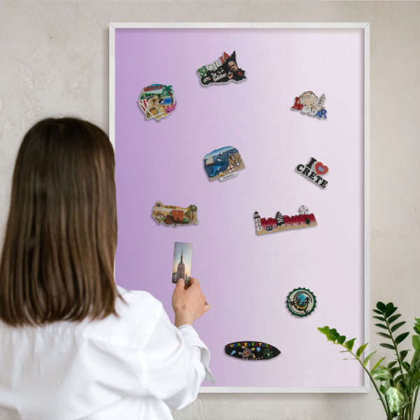 Decorative magnet board with a white frame Subtle gradient