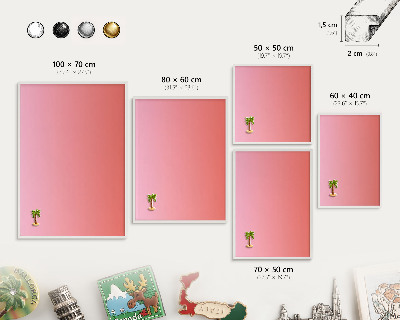 Magnetic board for travel magnets in a white frame Pink orange