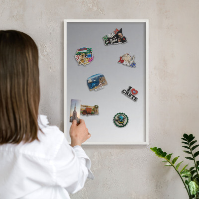 Decorative magnet board with a white frame Gray gradient