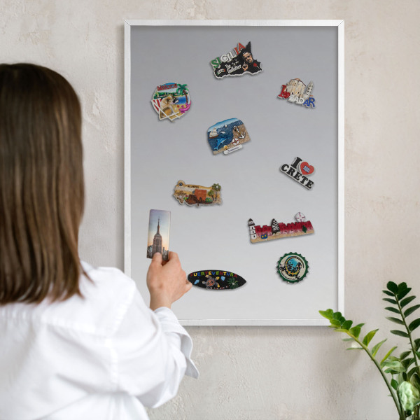 Decorative magnet board with a white frame Gray gradient