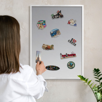 Decorative magnet board with a white frame Gray gradient
