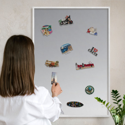 Decorative magnet board with a white frame Gray gradient