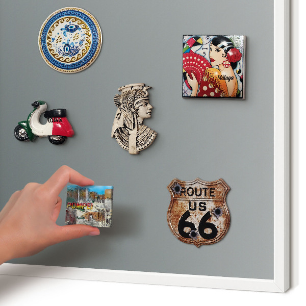 Magnetic board for travel magnets in a white frame Blue gradient
