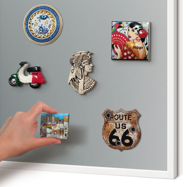 Magnetic board for travel magnets in a white frame Blue gradient