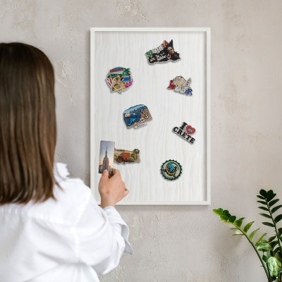 Decorative magnet board with a white frame Harmony of lines