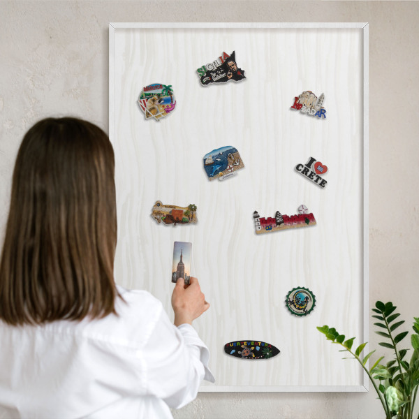 Decorative magnet board with a white frame Harmony of lines