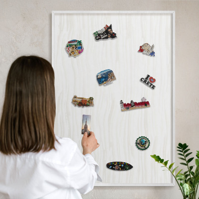Decorative magnet board with a white frame Harmony of lines